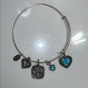 NWOT Sterling Silver Blue Topaz Opal Gemstone Designer Bangle Bracelet